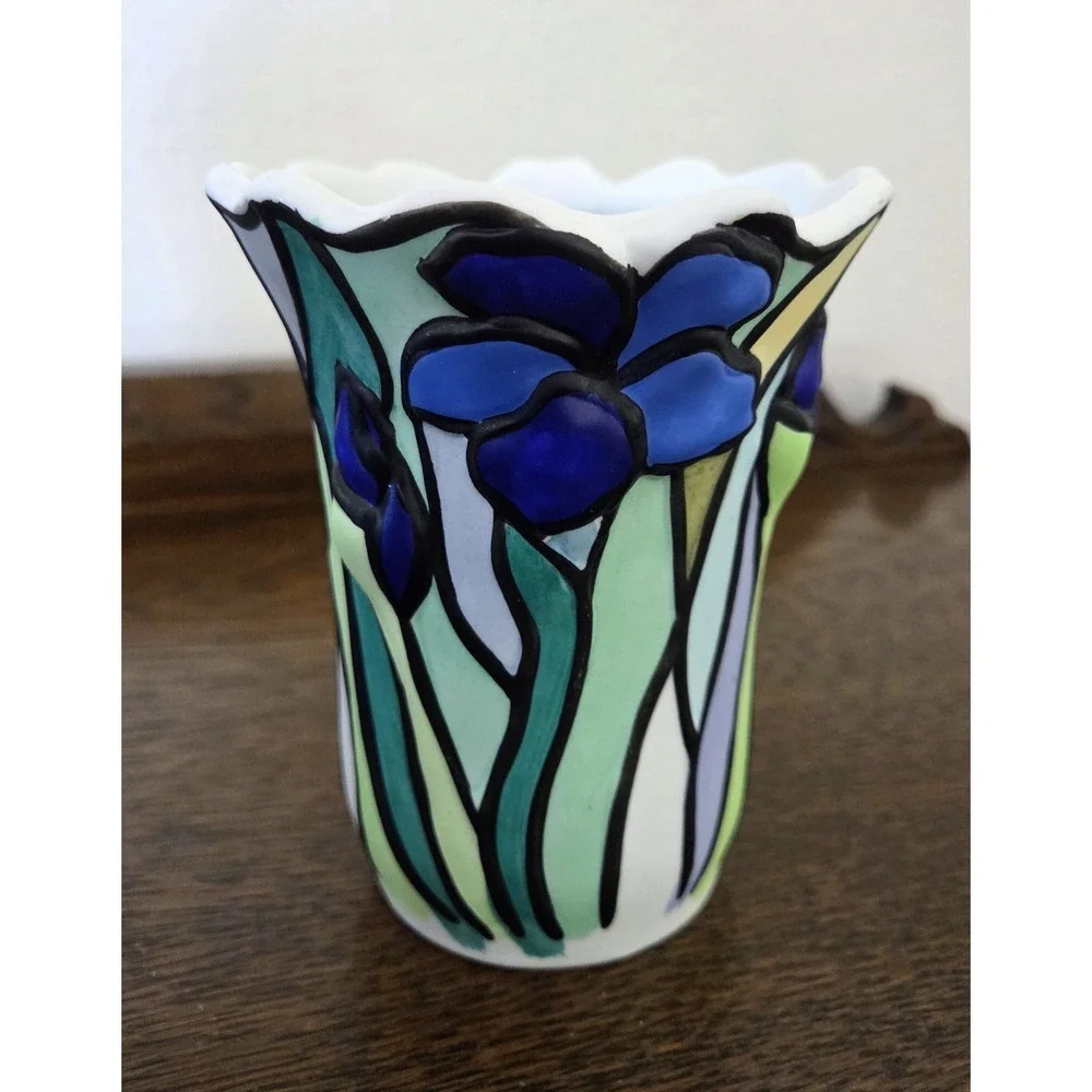 Vintage Porcelain Bisque Tealight Candle Holder‎ IRIS Hurricane Lamp Shade Cover